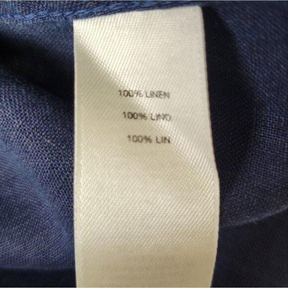 CHICO'S linen button down blouse navy blue S - Picture 6 of 10